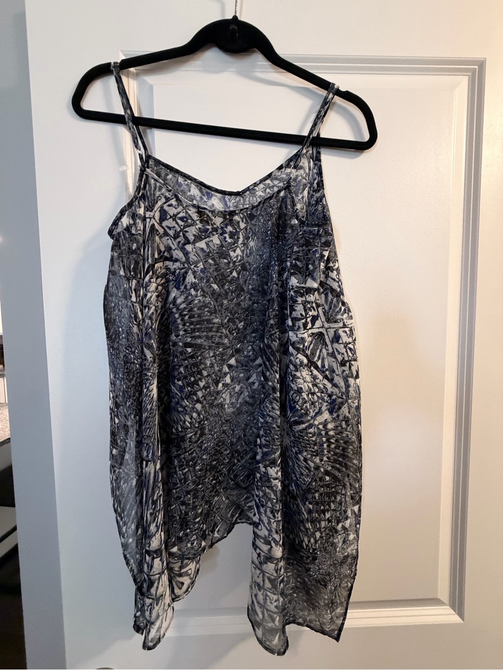 Adjustable tank top by Jeans by Buffalo,David Bitton. Black, white, blue accents